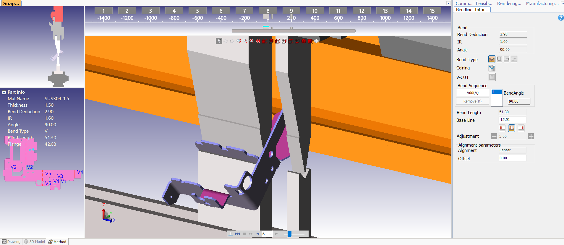 AMADA VPSS4iE press-brake bend simulation