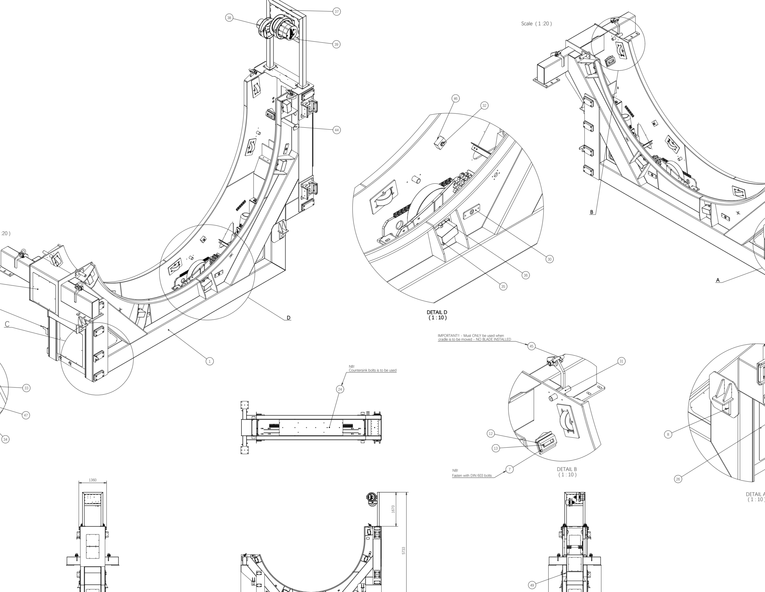 General arrangement drawing coordinating the complete industrial equipment assembly and its interfaces.