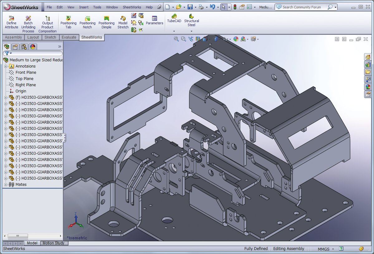 SheetWorks SolidWorks mechanical assembly