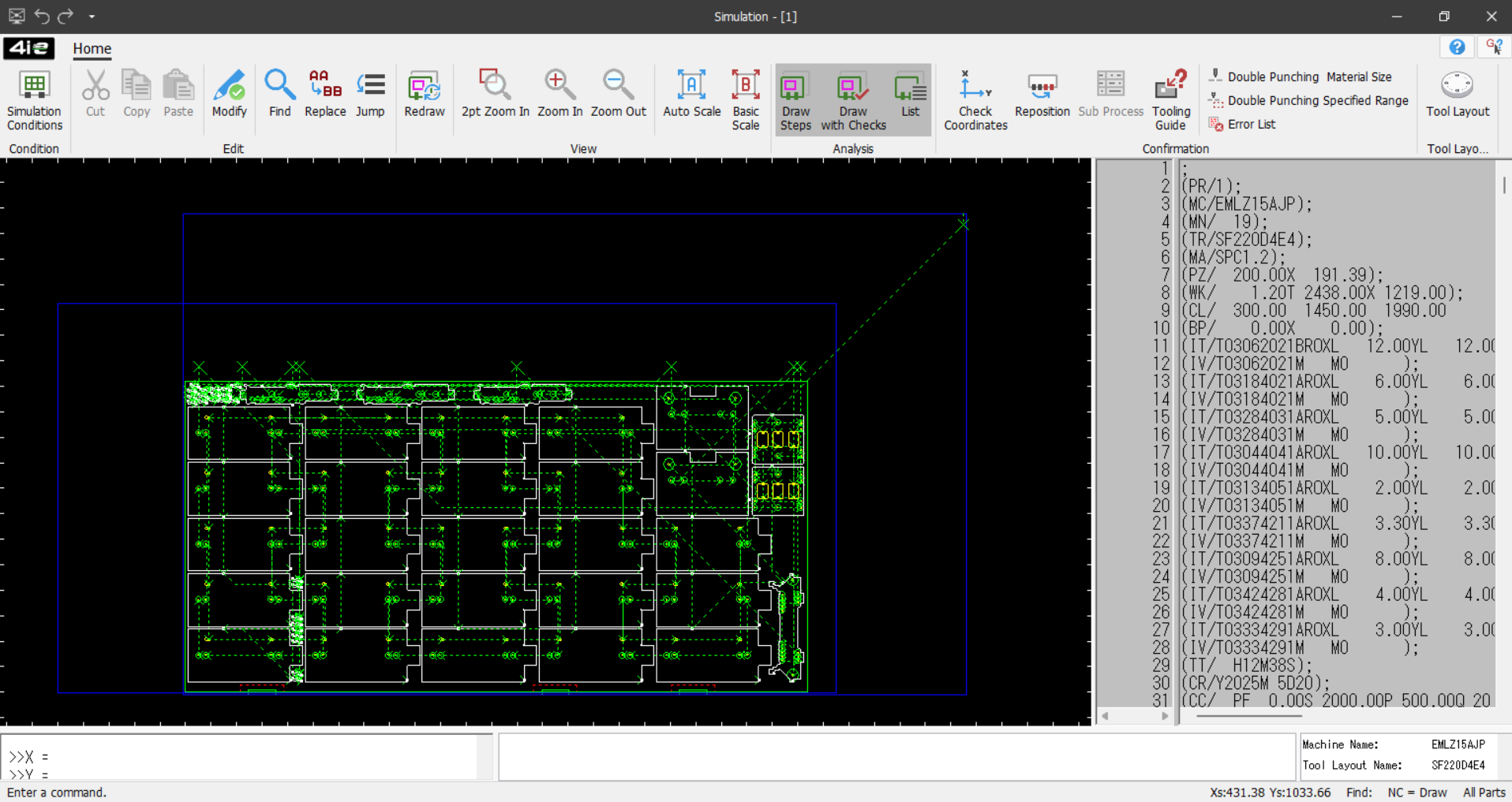 AMADA 4iE laser cutting simulation